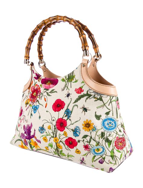 gucci bamboo handle floral bag|original gucci bamboo bag.